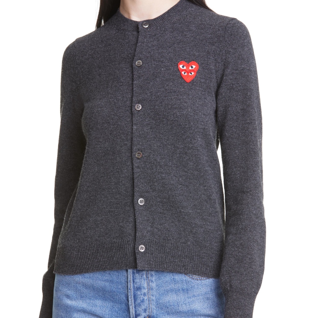 Nwt Comme Des Garons Play Double Heart Cardigan